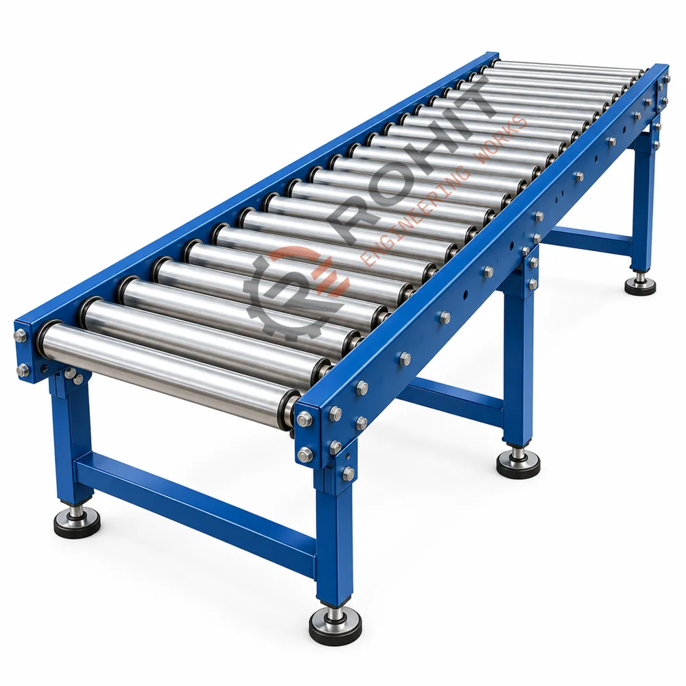 Blue Industrial Roller Conveyor Table