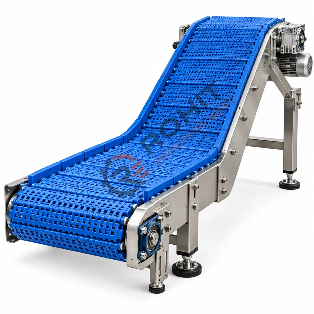 Blue Modular Incline Conveyor System