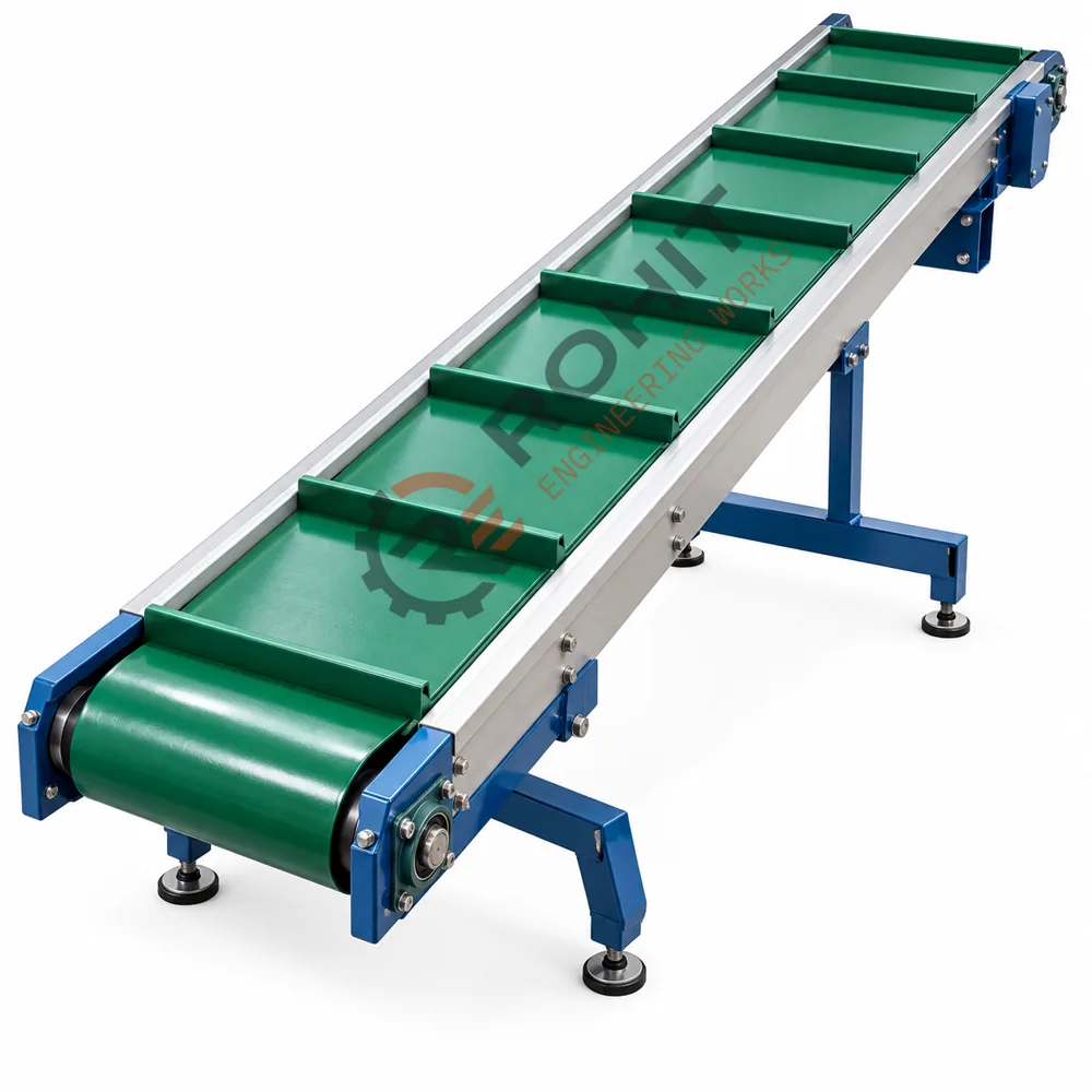 Green Cleated Conveyor Belt System